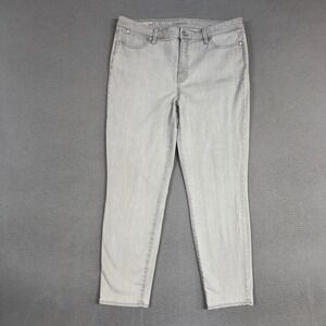 Talbots Jeans Women 14 Gray Slim Ankle Flawless High Rise Stretch Denim Preppy